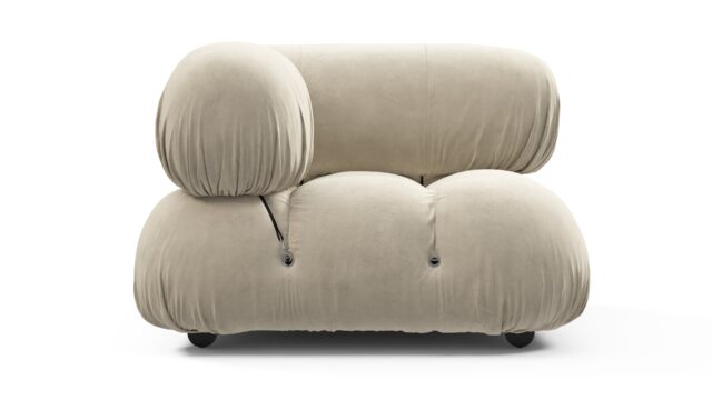 The Bellini – Eggshell Vegan Suede, Left Corner