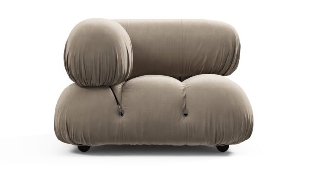 The Bellini – Greige Velvet, Left Corner