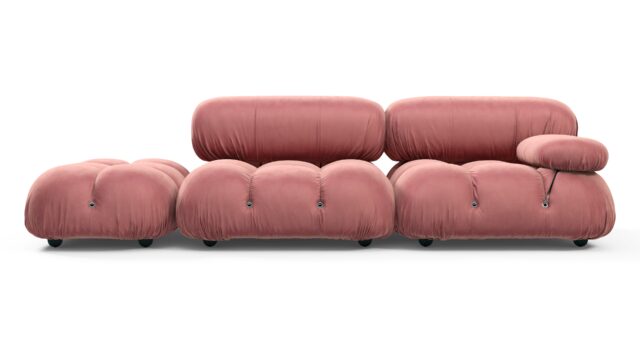 The Bellini Sofa – Blush Pink Velvet, Open End Sofa (Left)
