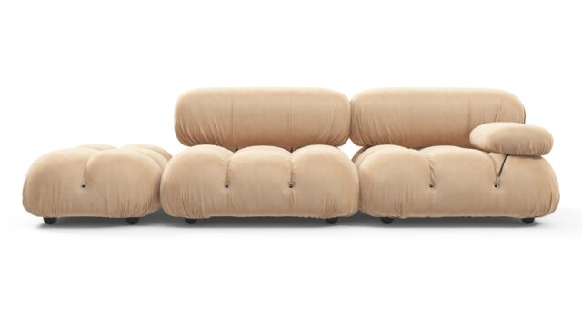 The Bellini – Ecru Velvet, Open End Sofa (Left)