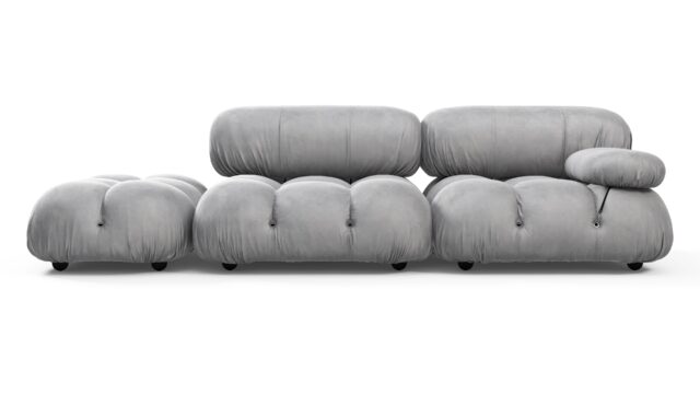 The Bellini – Light Gray Velvet, Open End Sofa (Left)