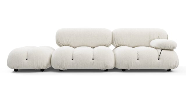 The Bellini – White Boucle, Open End Sofa (Left)