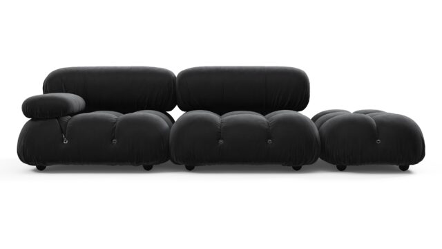 The Bellini – Black Velvet, Open End Sofa (Right)