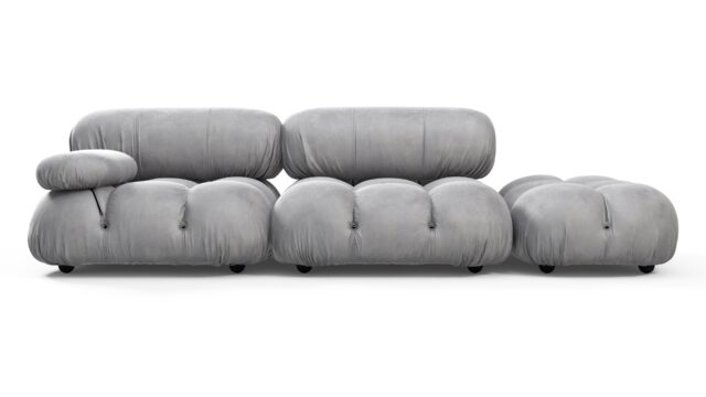 The Bellini Sofa – Light Gray Velvet, Open End Sofa (Right)