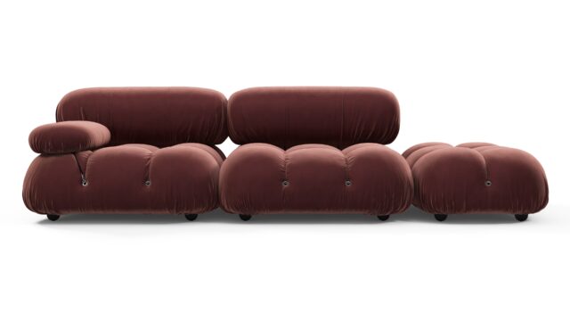 The Bellini – Maroon Velvet, Open End Sofa (Right)