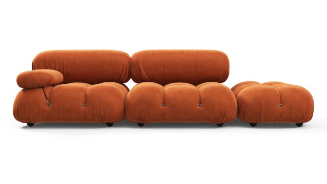 The Bellini – Apricot Velvet, Open End Sofa (Right)