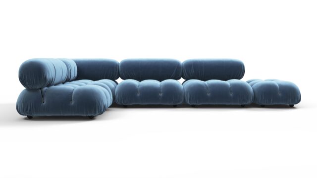 The Bellini – Aegean Blue Velvet, Sectional (Left Corner)