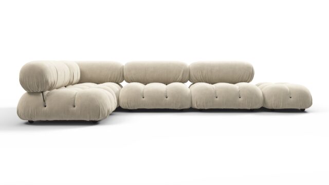 The Bellini – Eggshell Vegan Suede, Sectional (Left Corner)