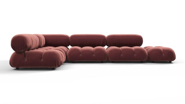 The Bellini – Maroon Velvet, Sectional (Left Corner)
