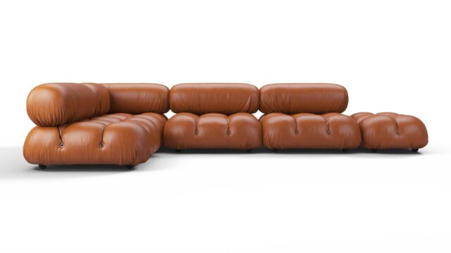 The Bellini – Tan Premium Leather, Sectional (Left Corner)