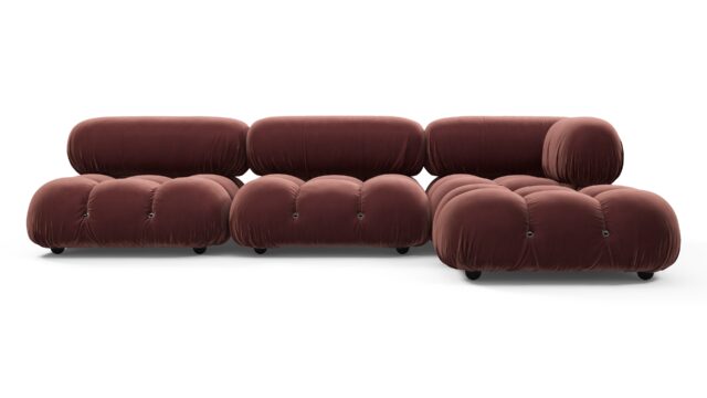 The Bellini – Maroon Velvet, Sectional (Right Chaise)