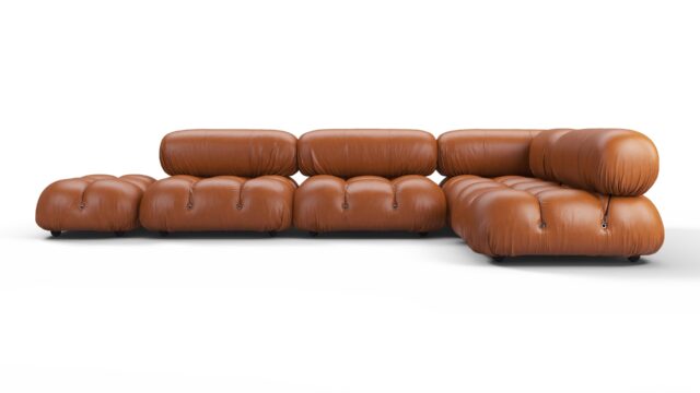 The Bellini – Tan Premium Leather, Sectional (Right Corner)