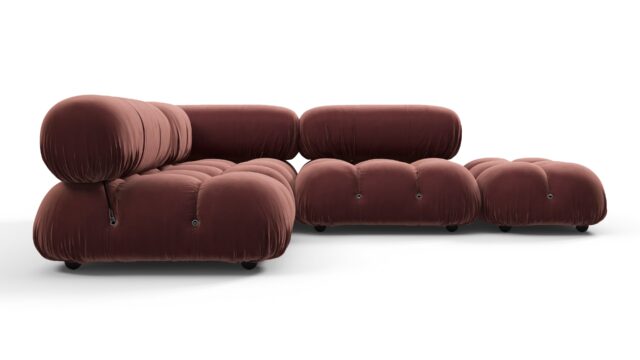 The Bellini – Maroon Velvet, Sectional (Small Left Corner)