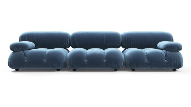 The Bellini – Aegean Blue Velvet, Three Seater Sofa