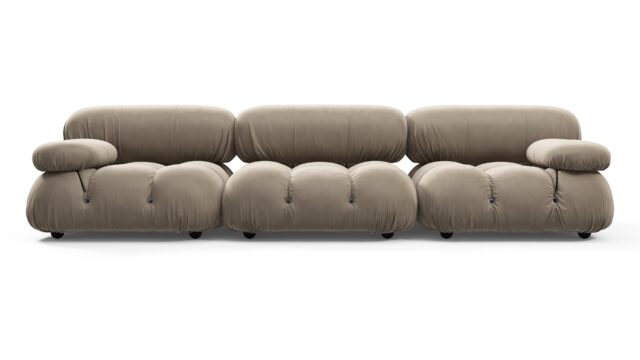 The Bellini – Greige Velvet, Three Seater Sofa