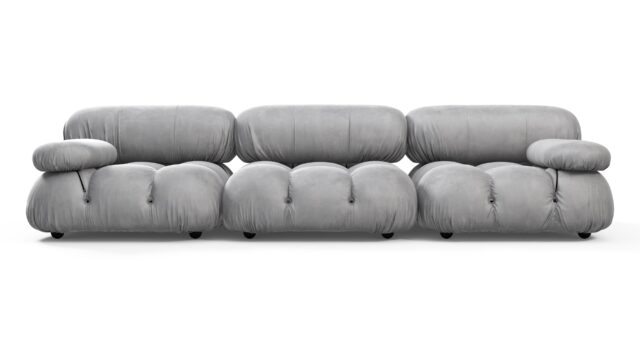 The Bellini – Light Gray Velvet, Three Seater Sofa