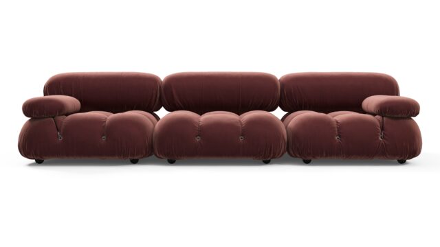 The Bellini – Maroon Velvet, Three Seater Sofa