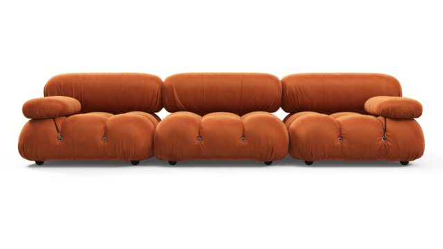 The Bellini – Apricot Velvet, Three Seater Sofa