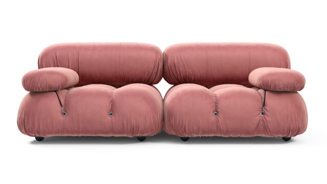 The Bellini – Blush Pink Velvet, Two Seater Sofa