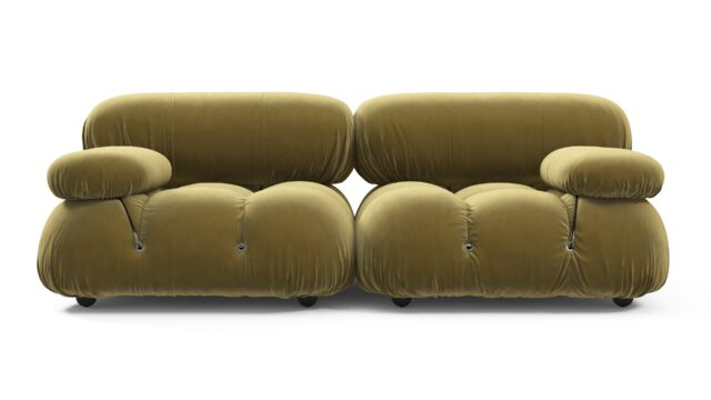 The Bellini – Olive Gold Velvet, Two Seater Sofa