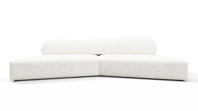 The On the Rocks – White Textured Chenille, Small Sectional