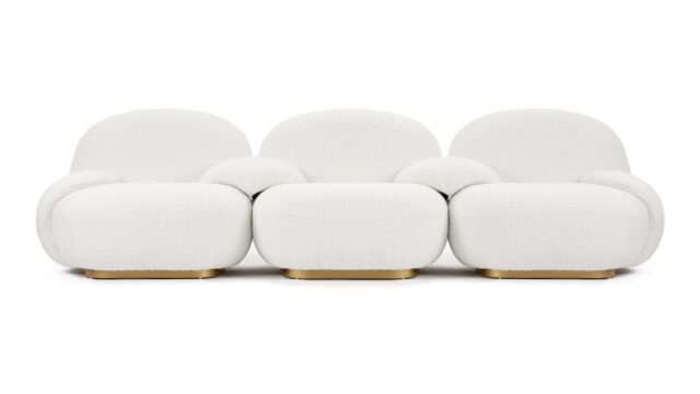 The Pacha – Pearl Boucle, Three Seater Sofa