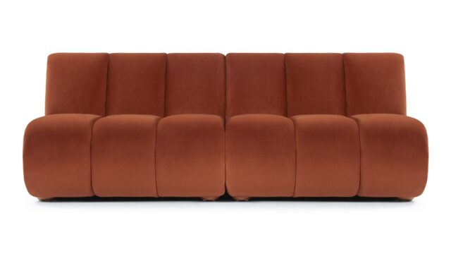 The River – Russet Plush Velvet, Three Seater Sofa