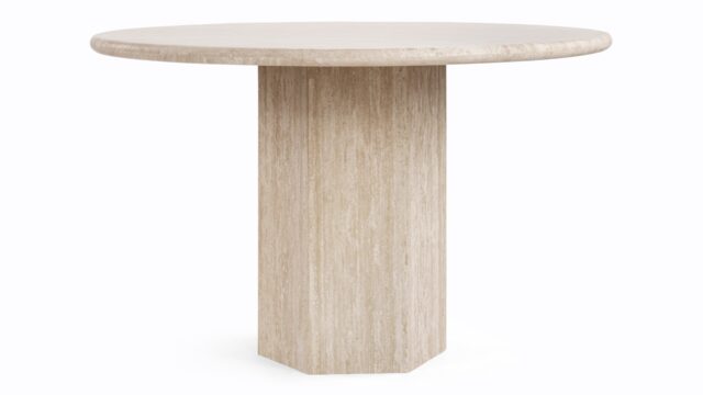 The Saga – Travertine, 47in Round Dining Table