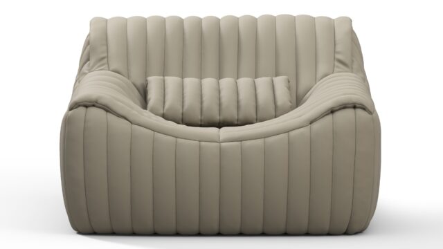 The Sandra – Beige Gray Vegan Leather, Lounge Chair