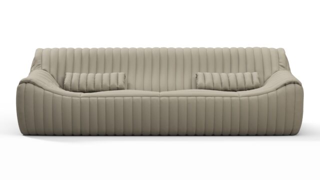 The Sandra – Beige Gray Vegan Leather, Three Seater Sofa