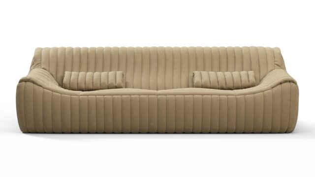 The Sandra – Beige Vegan Leather, Three Seater Sofa