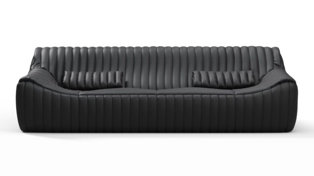 The Sandra – Black Vegan Leather, Three Seater Sofa