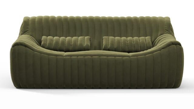 The Sandra – Olive Green Velvet, Two Seater Sofa