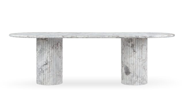The Saturn – Orso Grigio Marble, 98in Oval Dining Table