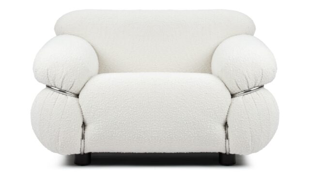 The Sesann – White Boucle, Lounge Chair