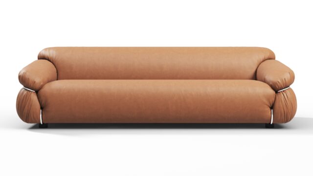 The Sesann – Chestnut Vegan Leather, Three Seater Sofa