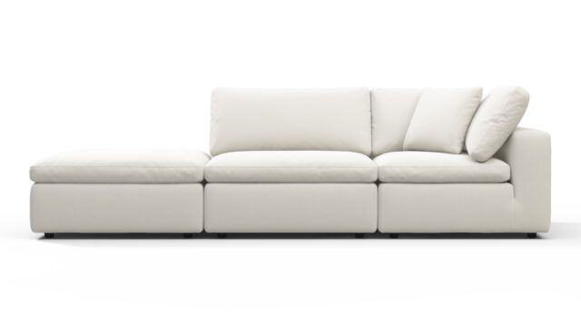 The Sky – Oatmeal Brushed Weave, Open End Sofa (Left)