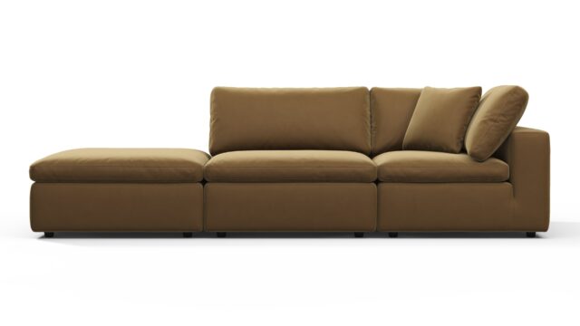 The Sky – Old Gold Velvet, Open End Sofa (Left)