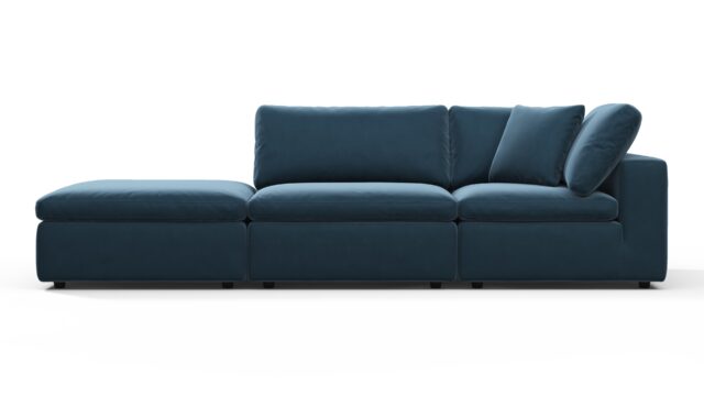 The Sky – Prussian Blue Luxe Velvet, Open End Sofa (Left)