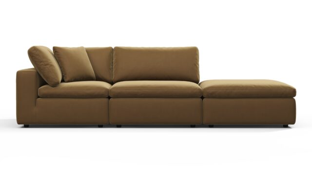 The Sky – Old Gold Velvet, Open End Sofa (Right)