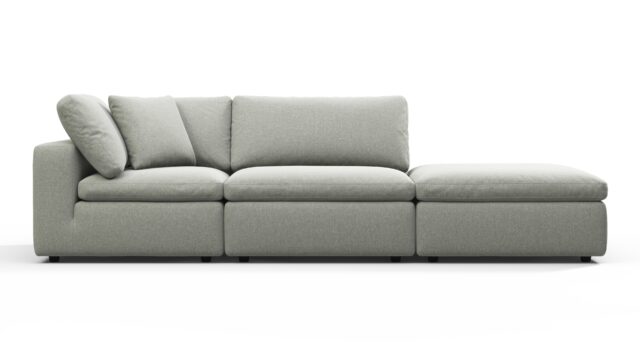 The Sky – Soft Gray Brushed Weave, Open End Sofa (Right)