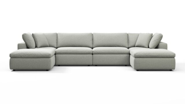 The Sky – Soft Gray Brushed Weave, Sectional (Double Chaise)