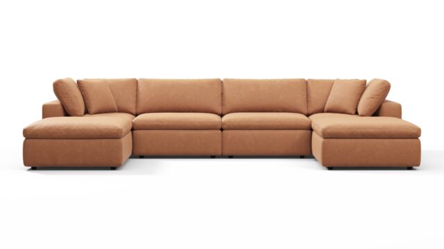 The Sky – Tan Vegan Leather, Sectional (Double Chaise)