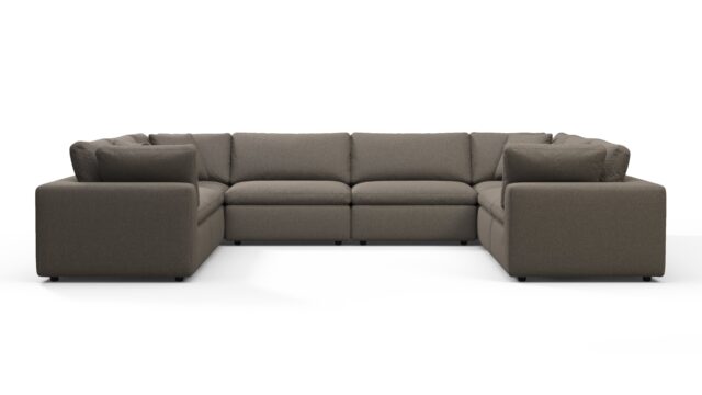 The Sky – Coffee Brushed Weave, Sectional (Eight Seater)