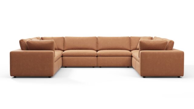 The Sky – Tan Vegan Leather, Sectional (Eight Seater)
