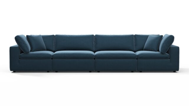 The Sky – Prussian Blue Luxe Velvet, Four Seater Sofa