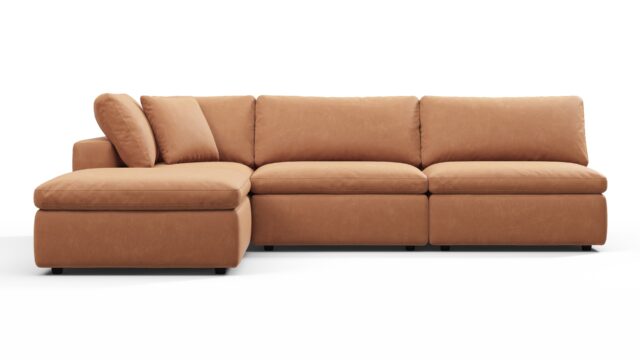 The Sky – Tan Vegan Leather, Sectional (Left Chaise)
