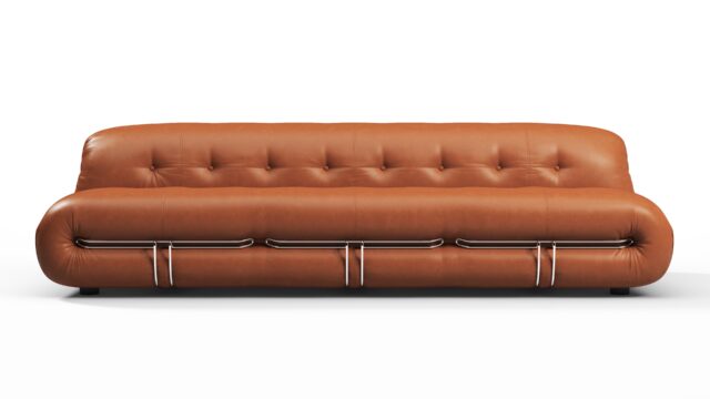 The Soriana – Tan Premium Leather, Three Seater Sofa