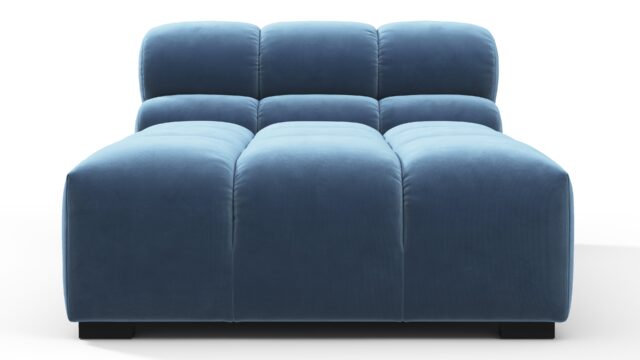 The Tufty – Aegean Blue Velvet, Armless Chaise
