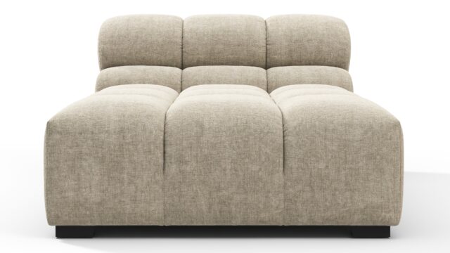 The Tufty – Beige Gray Chenille, Armless Chaise